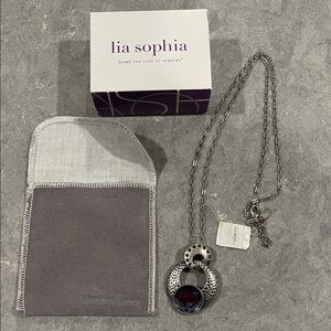 Lia Sophia Silver Caleigh Necklace with Blue Stone Kiam Collection 28”